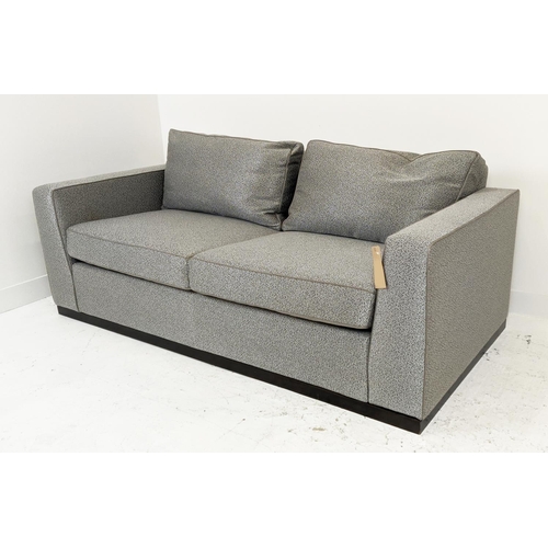 337 - SOFA, 200cm W, grey fabric upholstered with piping detail.