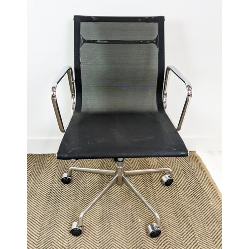 412 - AFTER CHARLES AND RAY EAMES ALUMINIUM GROUP STYLE CHAIRS, a set of six, 93cm H at tallest approx. (6... 