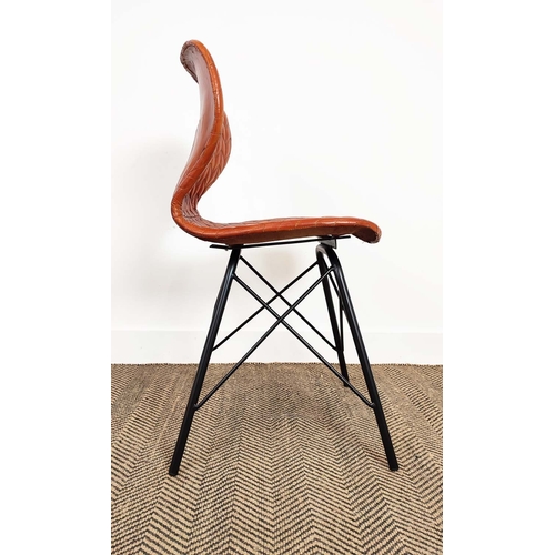 418 - SIDE CHAIRS, a pair, stitched leather upholstery, 85cm H x 42cm W x 46cm D. (2)