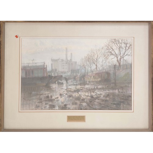 98 - IAN HAY (b.1940), 'Cheyne Walk, towards Lots Road, watercolour, 54cm x 70cm, signed and dated, frame... 