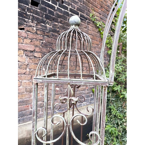 435 - ARCHITECTURAL GARDEN GATE, Regency style, wrought metal in a verdigris finish, 250cm H x 185cm W x 3... 