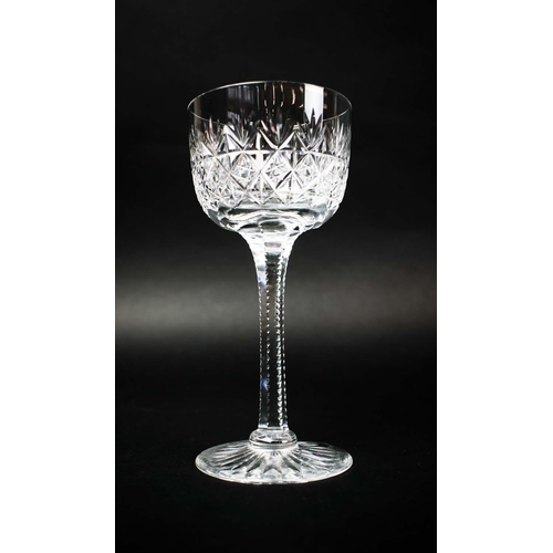 19 - QUANTITY OF GLASS, comprising six wine glasses, six red wine glasses two tumblers, three St Louis ta... 