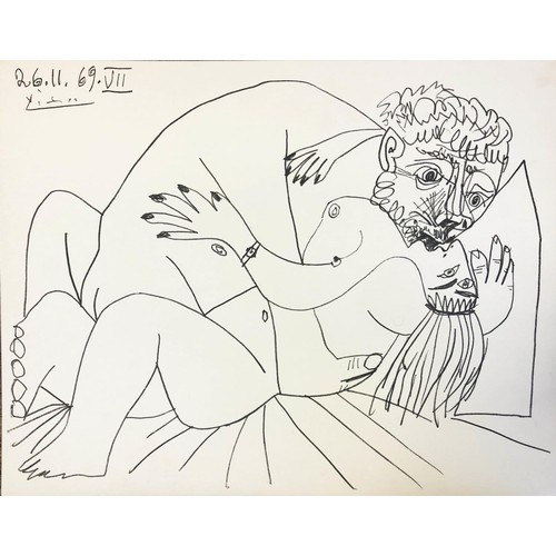 50A - PABLO PICASSO 'Couple Nu, n.IV', lithograph, bears stamp verso for Mourlot/Spadem 1972, on Arches pa... 