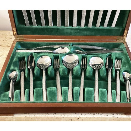 488 - CANTEEN CUTLERY, Viners Studio, stainless steel Gerald Benney, six place, ten piece settings, 62 pie... 