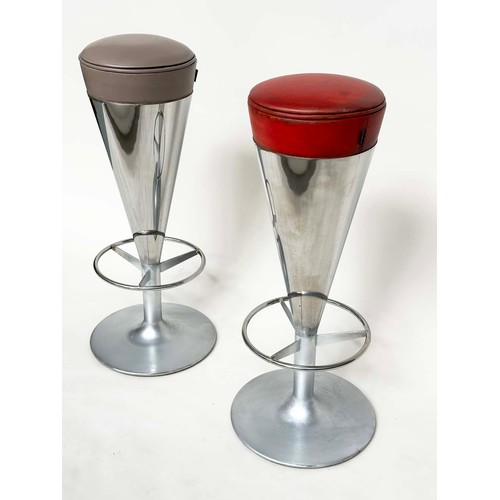 468 - JOHANSON DESIGN STOOLS, two with differing colour upholstered seats, by Leo Thafvelin, 82cm H approx... 