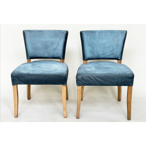 472 - SIDE CHAIRS BY WYCHWOOD, a pair, green leather upholstered and oak framed by Wychwood cabinet makers... 