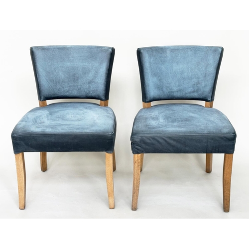 472 - SIDE CHAIRS BY WYCHWOOD, a pair, green leather upholstered and oak framed by Wychwood cabinet makers... 