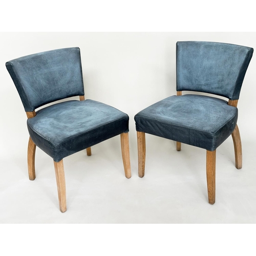 472 - SIDE CHAIRS BY WYCHWOOD, a pair, green leather upholstered and oak framed by Wychwood cabinet makers... 