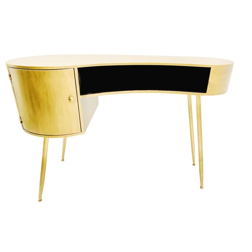 308 - DESK, 1950's Italian style, gilt metal, 81cm H x 120cm x 50cm.