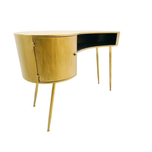 308 - DESK, 1950's Italian style, gilt metal, 81cm H x 120cm x 50cm.