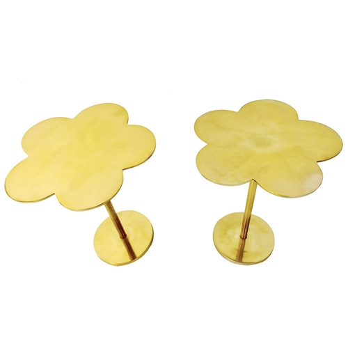 312 - CLOVER SIDE TABLES, a pair, in gilt metal, 51cm H x 41cm x 41cm. (2)