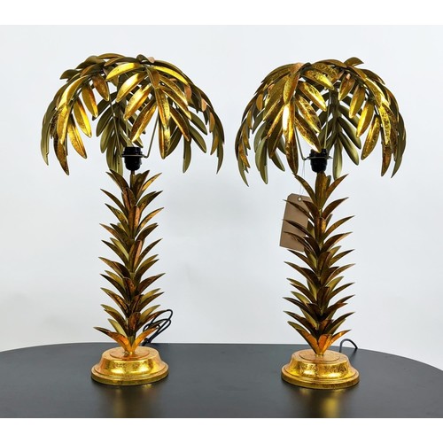 353 - PALM TREE TABLE LAMPS, a pair, Maison Jansen style gilt metal, 75cm H x 36cm. (2)