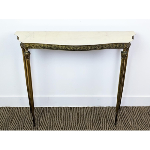 115 - CONSOLE TABLE, early/mid 20th century brass with alabaster top, 82cm H x 97cm x 32cm.