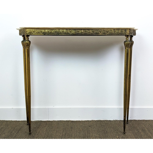 115 - CONSOLE TABLE, early/mid 20th century brass with alabaster top, 82cm H x 97cm x 32cm.