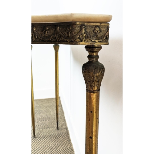 115 - CONSOLE TABLE, early/mid 20th century brass with alabaster top, 82cm H x 97cm x 32cm.