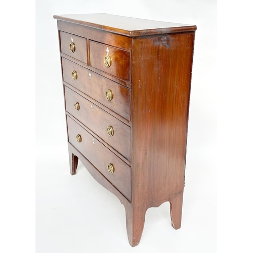 119 - HALL CHEST, early 19th century English flame mahogany of adapted shallow proportions with two short ... 