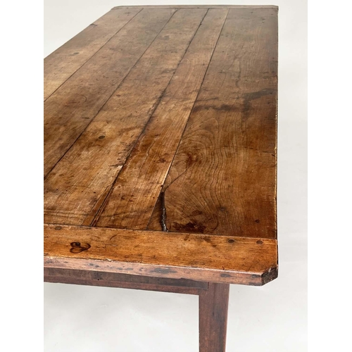 134 - FARMHOUSE TABLE, mid 19th century French cherrywood with planked top and end frieze drawer, 214cm x ... 