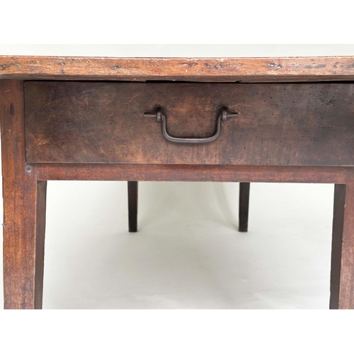 134 - FARMHOUSE TABLE, mid 19th century French cherrywood with planked top and end frieze drawer, 214cm x ... 