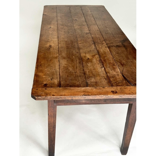 134 - FARMHOUSE TABLE, mid 19th century French cherrywood with planked top and end frieze drawer, 214cm x ... 