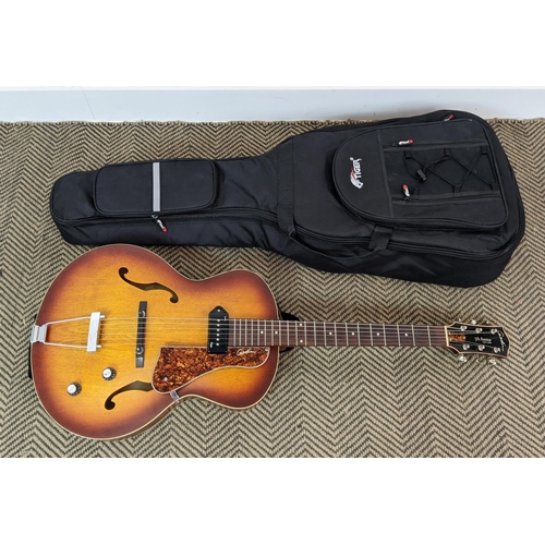 15 - GODIN ARCH TOP '5TH AVENUE' P90 PICKUP AND SOFT CASE AND STRAP.