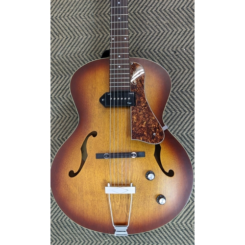 15 - GODIN ARCH TOP '5TH AVENUE' P90 PICKUP AND SOFT CASE AND STRAP.