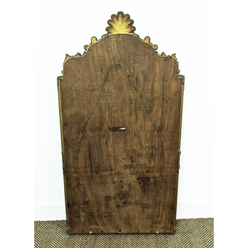 170 - WALL MIRROR, Continental style gilt framed with marginal plates, 126cm H x 67cm.