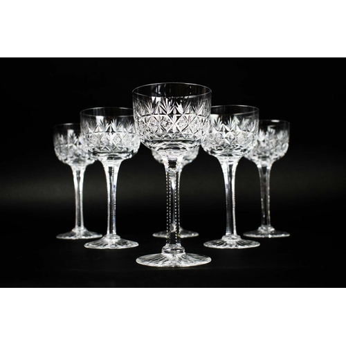 19 - QUANTITY OF GLASS, comprising six wine glasses, six red wine glasses two tumblers, three St Louis ta... 