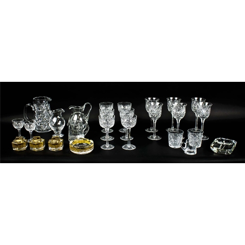 19 - QUANTITY OF GLASS, comprising six wine glasses, six red wine glasses two tumblers, three St Louis ta... 