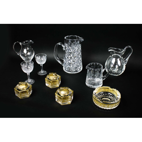 19 - QUANTITY OF GLASS, comprising six wine glasses, six red wine glasses two tumblers, three St Louis ta... 