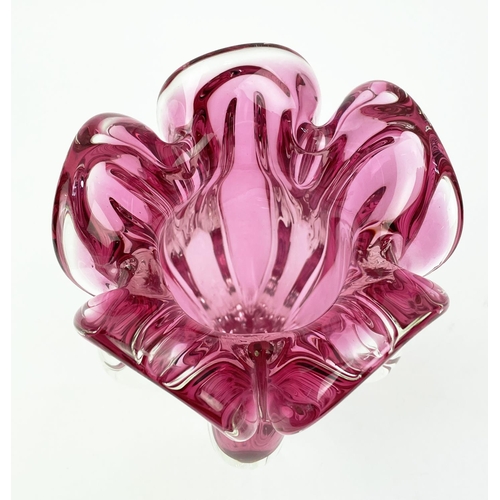 2 - MURANO PINK GLASS, four pieces, two bowls and two vases, tallest vase 25cm H. (4)