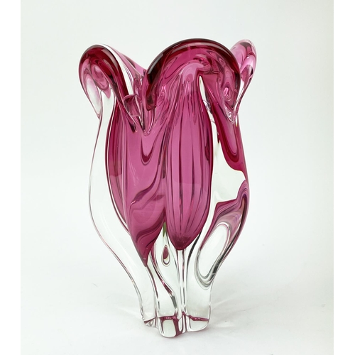 2 - MURANO PINK GLASS, four pieces, two bowls and two vases, tallest vase 25cm H. (4)