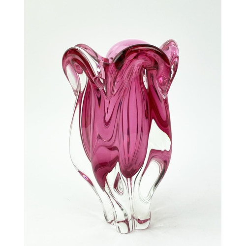 2 - MURANO PINK GLASS, four pieces, two bowls and two vases, tallest vase 25cm H. (4)