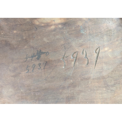 204 - OCCASIONAL TABLE PROBABLY FROM LIBERTY & CO, Japanese leaf carved of two circular tiers, incised 593... 