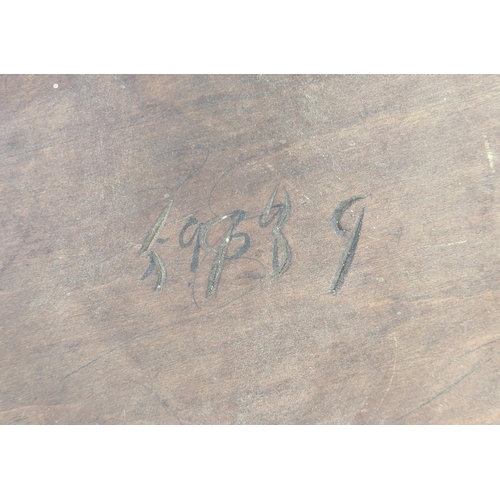 204 - OCCASIONAL TABLE PROBABLY FROM LIBERTY & CO, Japanese leaf carved of two circular tiers, incised 593... 