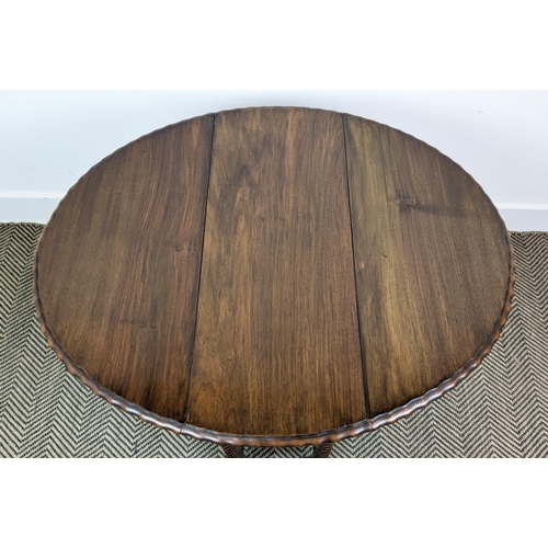 206 - SUTHERLAND TABLE, circa 1920, walnut with hinged oval top on barley twist legs, 61cm H x 27cm x 64cm... 