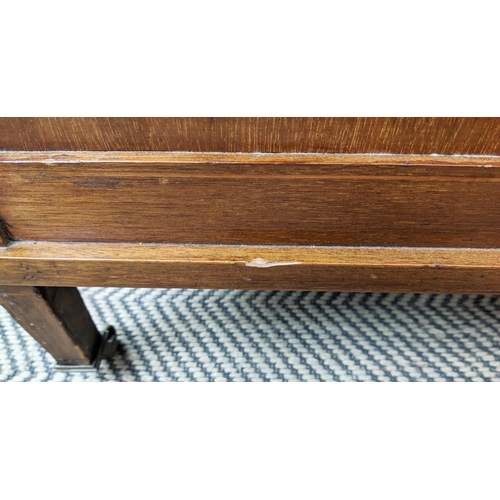 232 - PEDESTAL DESK, Edwardian mahogany and satinwood banded, circa 1905 with black leather top above nine... 