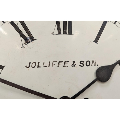 240 - JOLLIFFE & SONS MAHOGANY WALL CLOCK, Northampton, mid 19th century two winder holes, double fusee mo... 