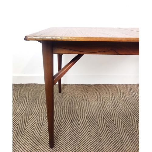 275 - EVEREST DINING TABLE, mid 20th century teak with hinged retractable centre leaf, 73cm H x 85cm x 130... 