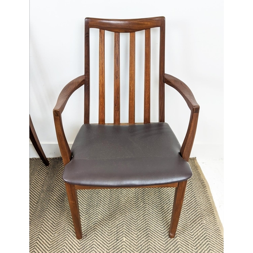 276 - G PLAN DINING CHAIRS, a set of eight, mid 20th century teak, including two armchairs with brown leat... 