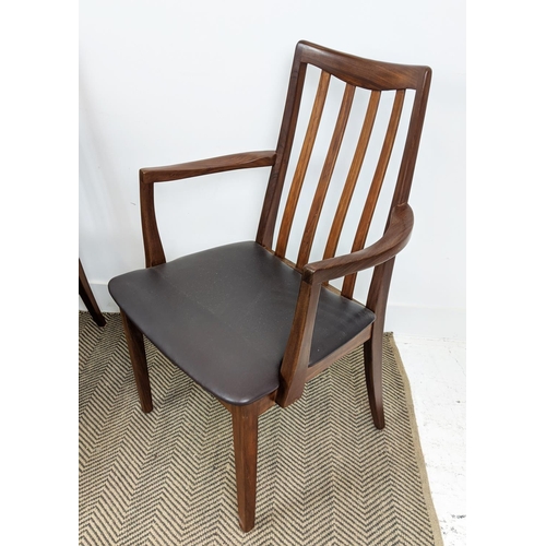 276 - G PLAN DINING CHAIRS, a set of eight, mid 20th century teak, including two armchairs with brown leat... 