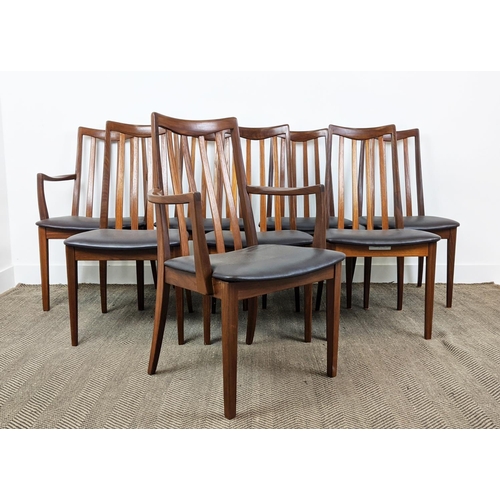 276 - G PLAN DINING CHAIRS, a set of eight, mid 20th century teak, including two armchairs with brown leat... 