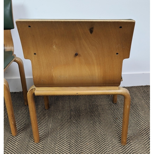 280 - DANCER AND HEARNE STACKING CHAIRS, a set of four, plywood, circa 1960, with padded green upholstery,... 