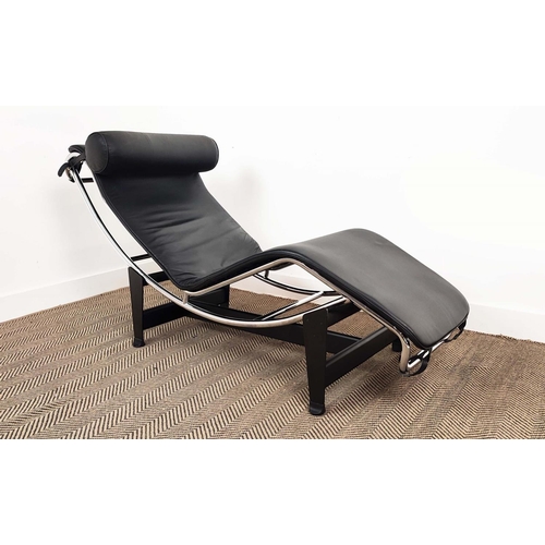 302 - AFTER LE CORBUSIER LC4 STYLE CHAISE LONGUE, 160cm x 54cm x 72cm H.