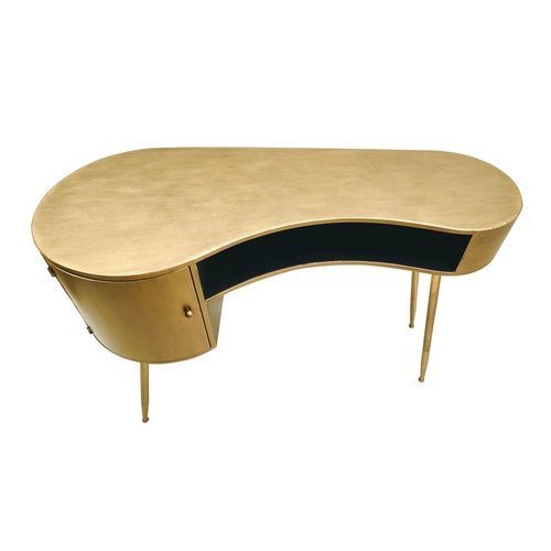 308 - DESK, 1950's Italian style, gilt metal, 81cm H x 120cm x 50cm.