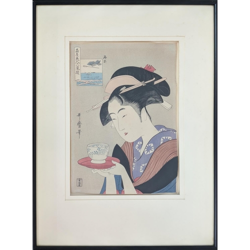 31 - JAPANESE PRINTS, five, including Kuniyoshi, Ousai and others, woodblock prints, each approx 24cmx  3... 