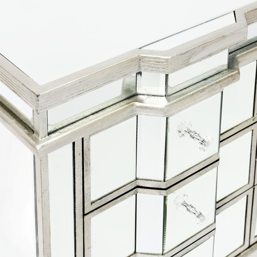 310 - MIRRORED CHEST, Venetian style with six drawers, 80cm H x 81cm x 35cm.