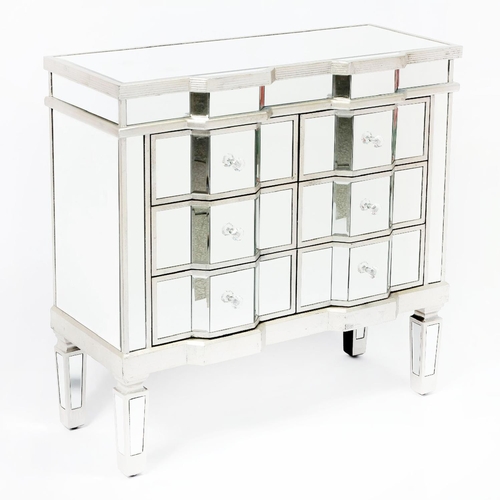 310 - MIRRORED CHEST, Venetian style with six drawers, 80cm H x 81cm x 35cm.