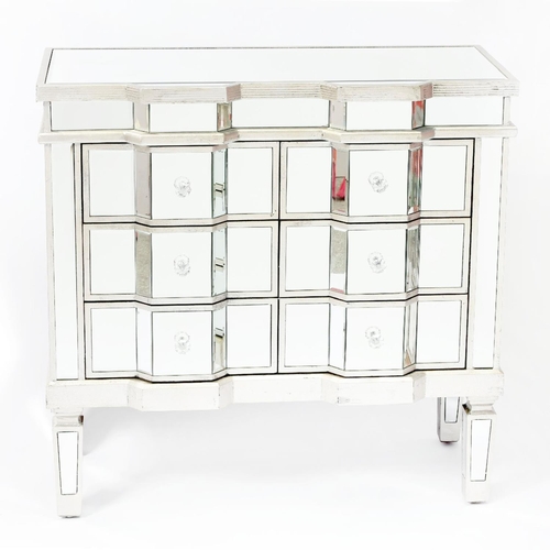 310 - MIRRORED CHEST, Venetian style with six drawers, 80cm H x 81cm x 35cm.