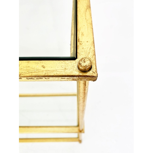 313 - SIDE TABLES, a pair, Maison Bagues style, gilt metal with square mirrored tops, 46cm H x 46cm x 46cm... 