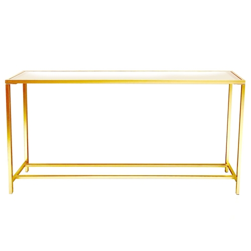 315 - CONSOLE TABLE, 1960's French style, gilt metal with mirrored top, 79cm H x 152cm x 25cm.